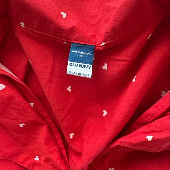 Maternity Old Navy Red Shirts dress with White Heart Design size S - Picture 5 of 5